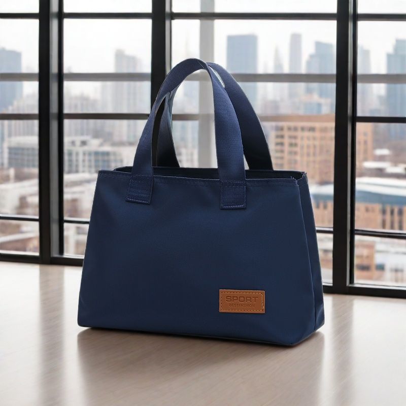 双层拉链中年男士手提包防水大容量逛街手拎布包女士上班手提包包