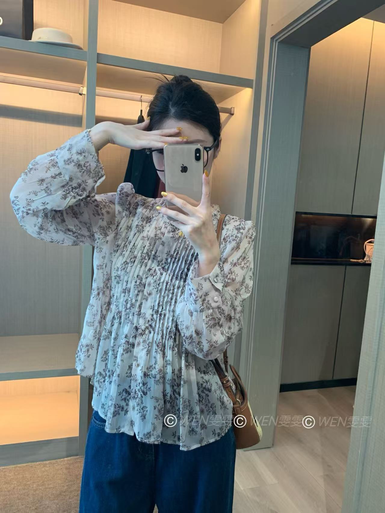 WEN 25新款夏季薄款复古百搭碎花小衫上衣WWC0263