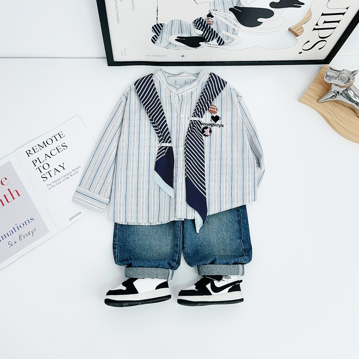 儿童衬衫长袖2025新款男童秋季上衣洋气宝宝 HZ25943悠悠童话童装