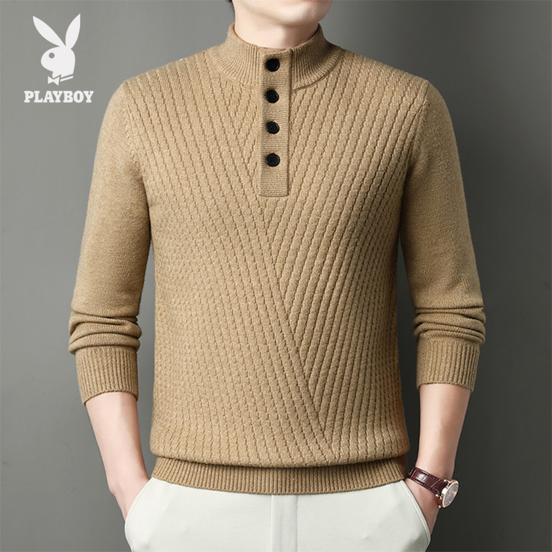 2025新款男士高档毛衣男百搭休闲时尚针织打底衫保暖卫衣加厚