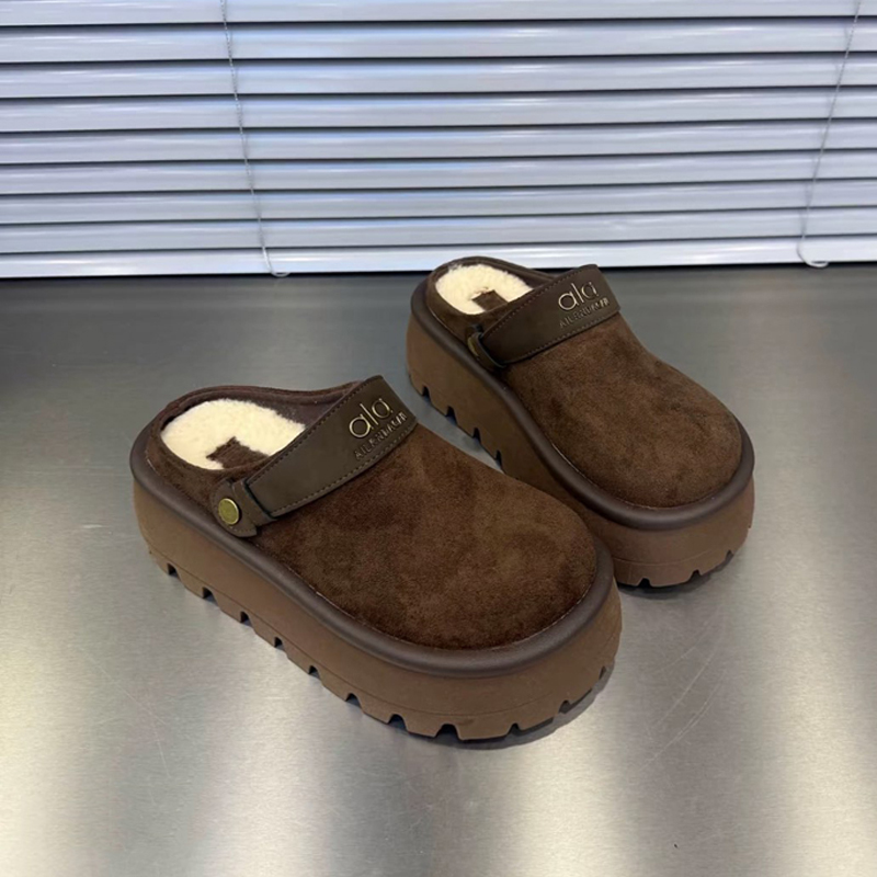复古加绒厚底时尚勃肯鞋女外穿2025秋冬季新款一脚蹬包头半拖鞋潮