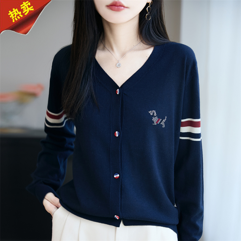 哥弟阿玛施正品2025秋季新款慵懒风时尚刺绣小狗毛衣针织开衫长袖