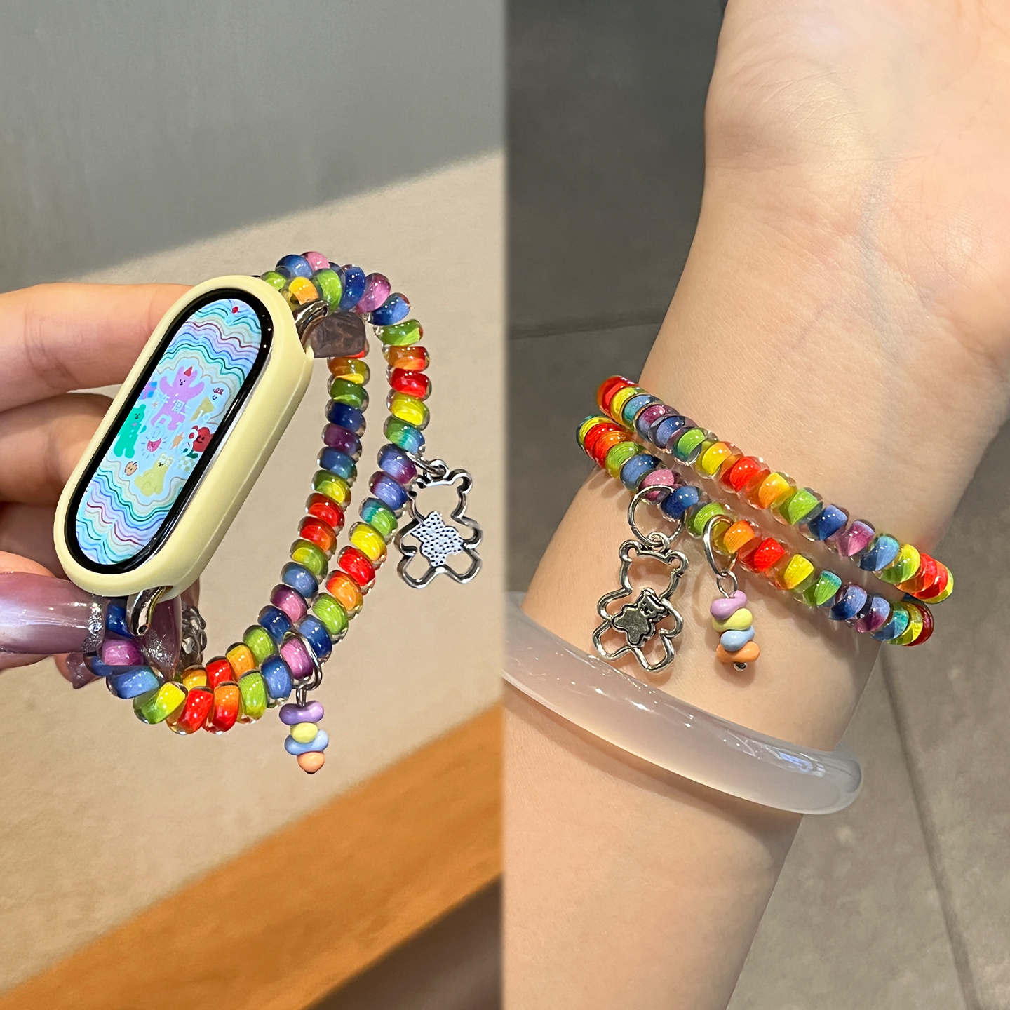 适用小米手环10表带新款9陶瓷版电话线发圈7nfc智能6/5女夏XL腕带