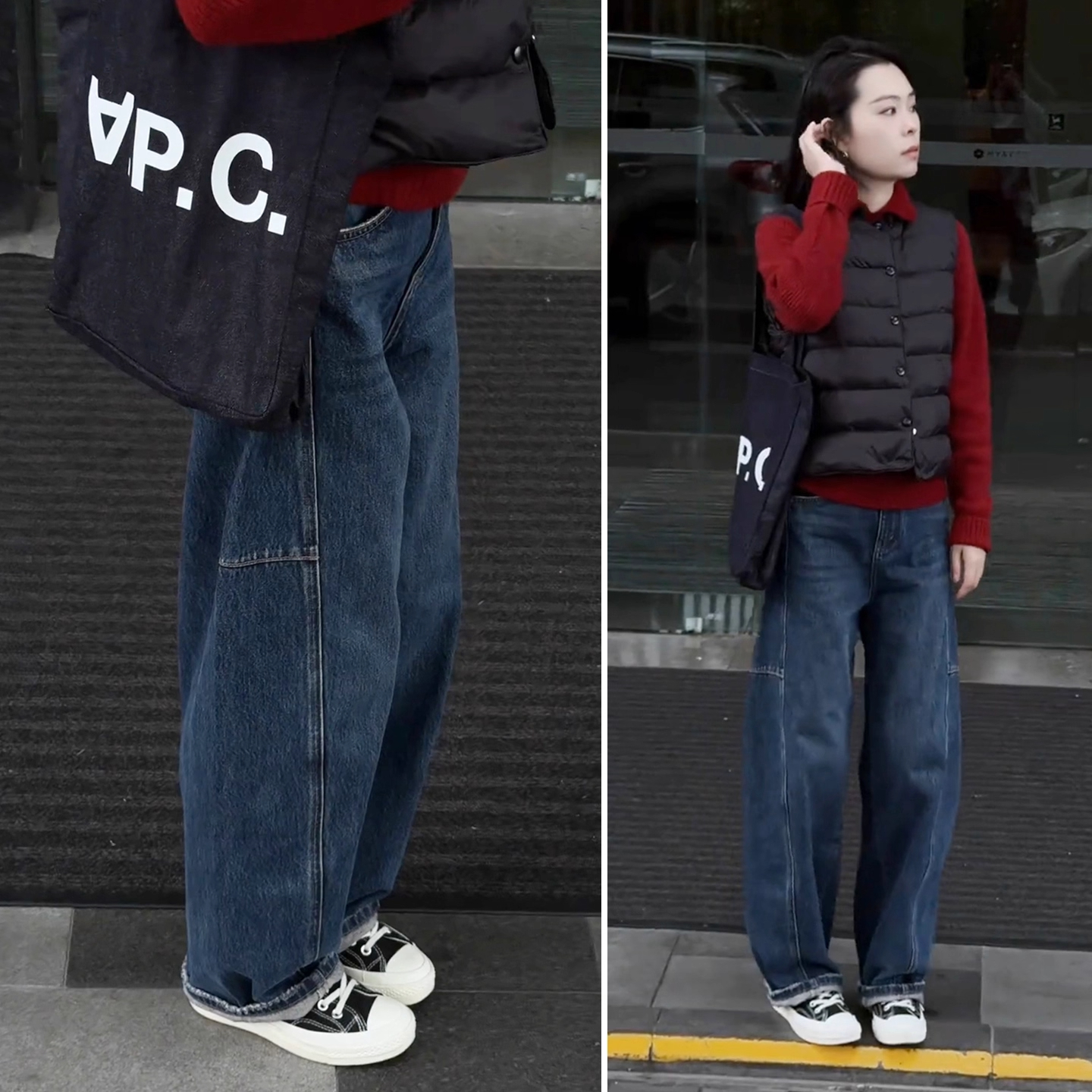 巨好看的牛仔裤加绒弯刀裤女2025新款高腰显瘦宽松窄版冬季阔腿裤