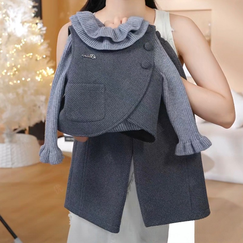 童泰【断码】女童毛衣套装秋冬季2025新款儿童洋气毛呢马甲秋