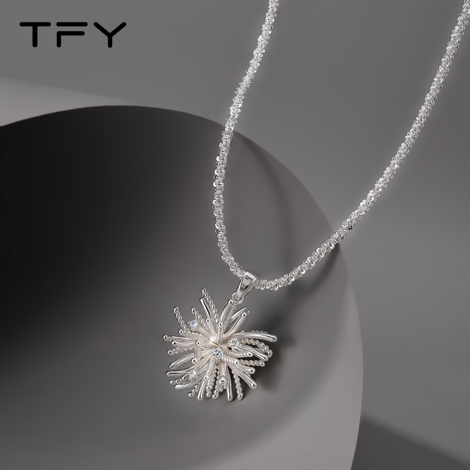 铜合金项链 TFY银色烟花吊坠项链