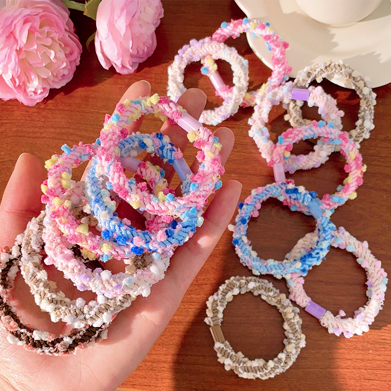 发饰可爱彩色多巴胺豆豆发圈高弹力不伤发皮筋女扎马尾头绳时尚日