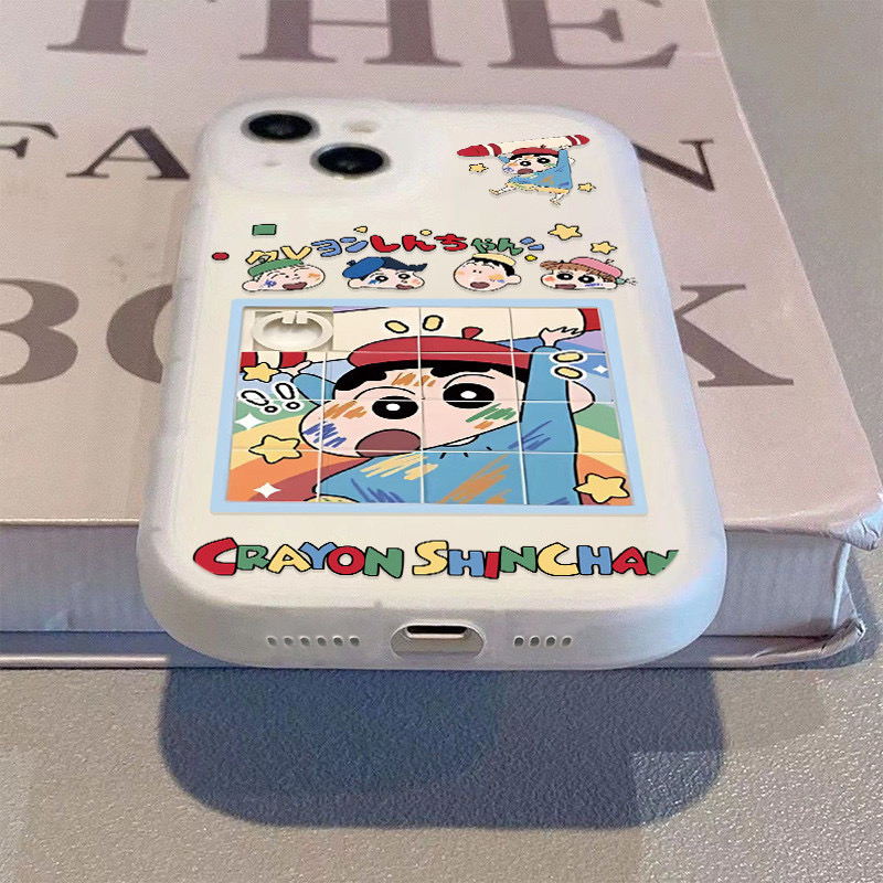 拼图蜡笔小新适用iPhone16promax手机壳苹果15/14磨砂13/12保护套