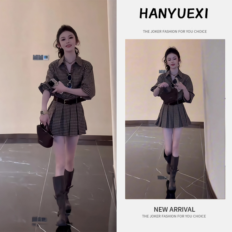 秋季一整套女装2025年新款韩版休闲减龄气质中长袖衬衫短裙两件套