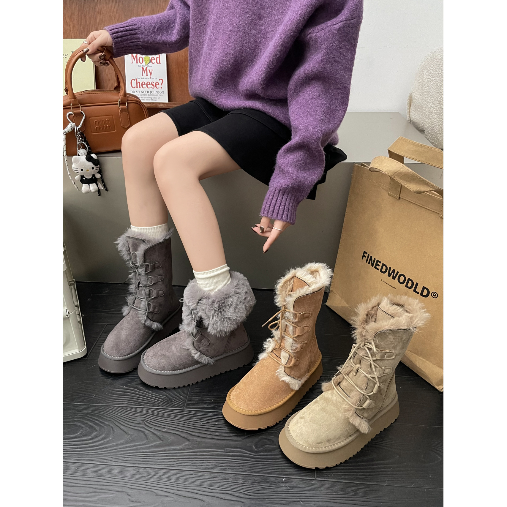 爆款雪地靴女2025冬季新款毛毛靴子加厚雪地棉厚底加绒保暖棉鞋