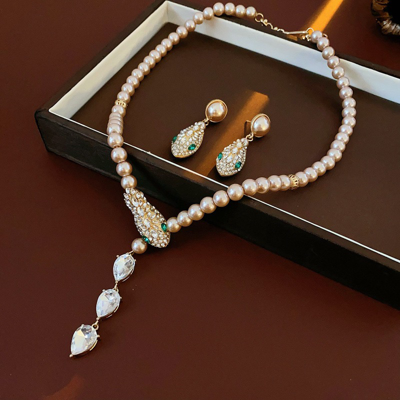 铜合金项链 高版本-蛇形套装项链银针耳环气质轻奢高级感复古女