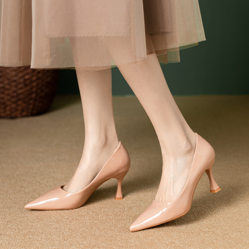 运动型脚感高跟鞋女久穿不累脚2025春夏洋气百搭气质尖头细跟单鞋