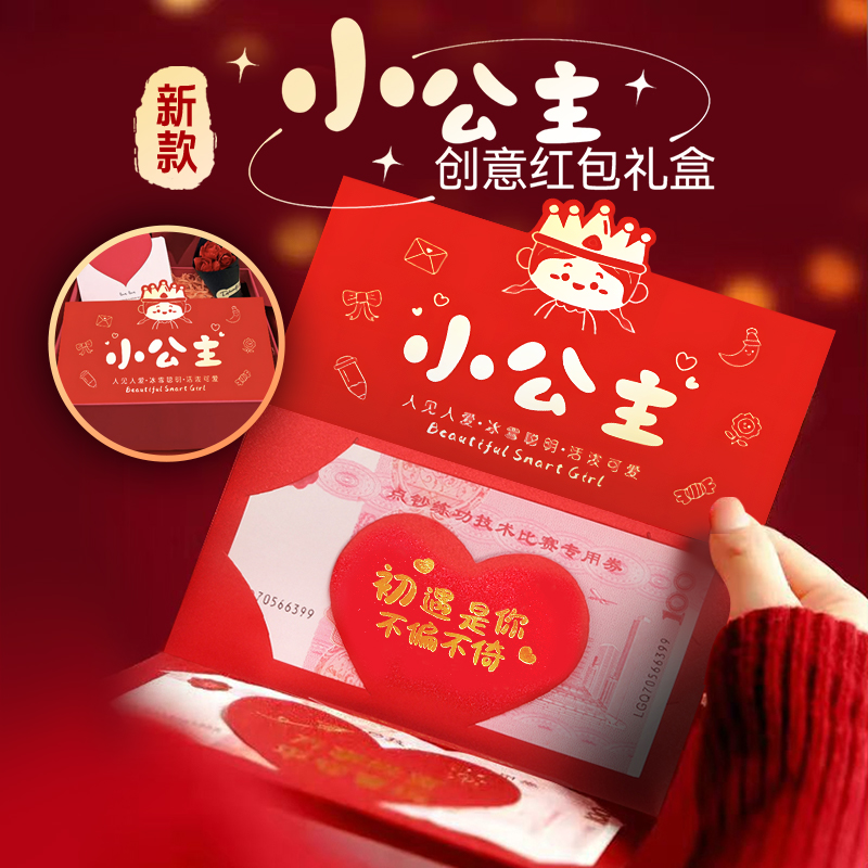 生日礼物送男孩女孩新款折叠红包小公主小王子网红款宝宝生日红包
