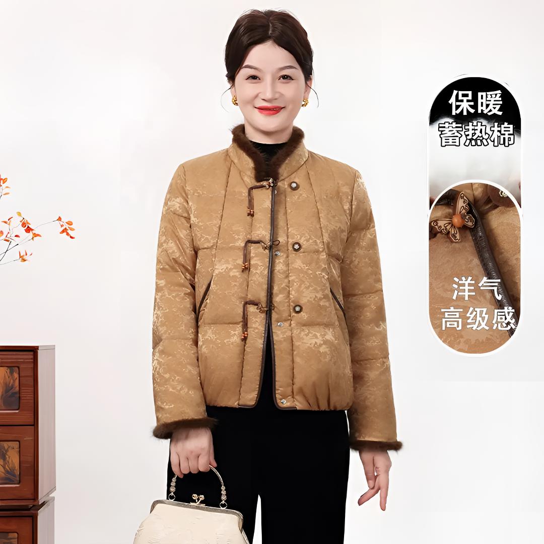 中式国风妈妈冬季短款棉服2025新款中老年人女装秋冬保暖立领外套