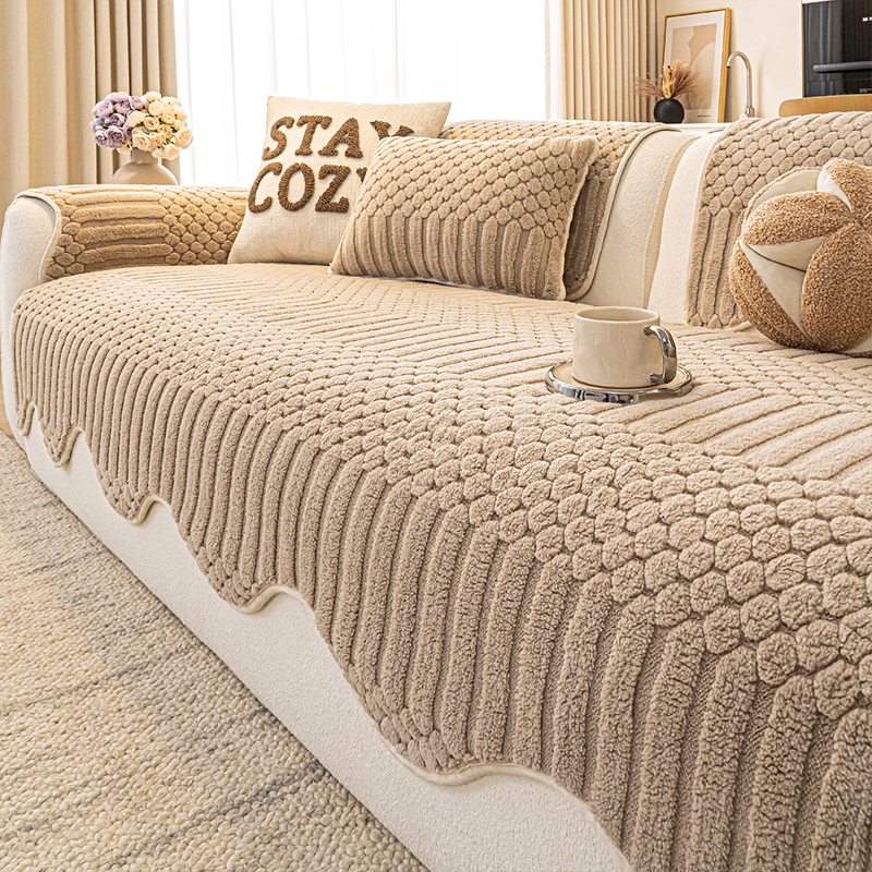 LangSha/浪莎秋冬新款柔软舒棉绒沙发垫季防滑直排坐垫子异形布丁