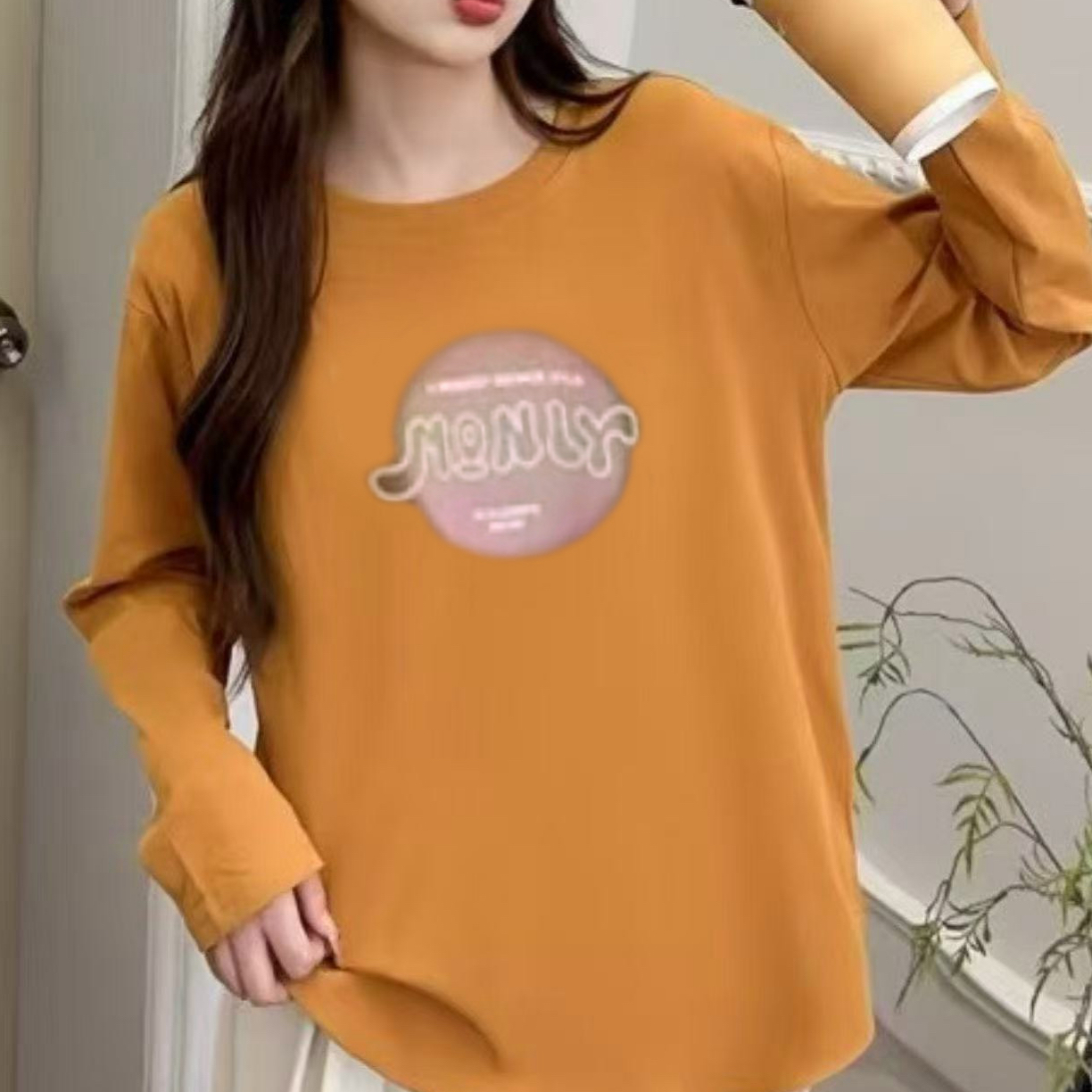 99102#特大板弯角圆领女士欧货时尚显瘦简单百搭上衣