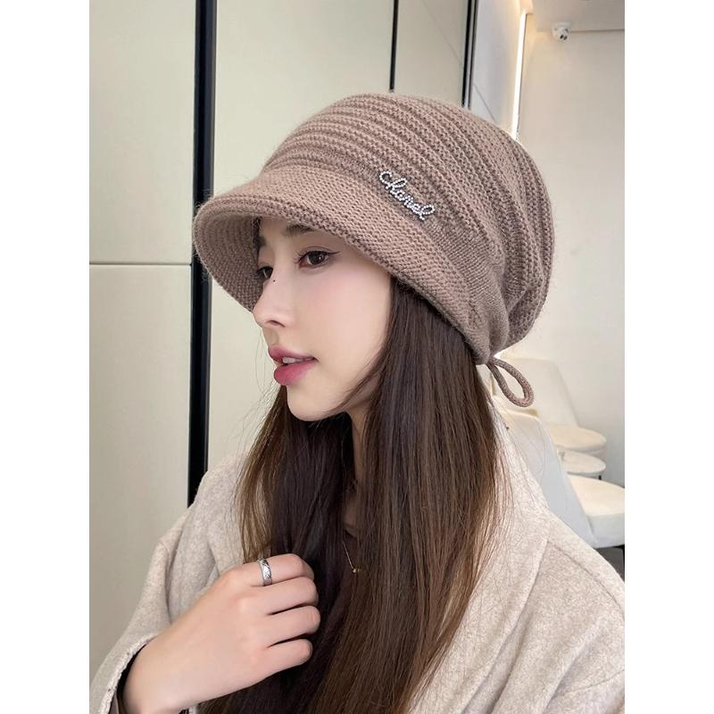 兔毛混纺2023新款帽子女冬妈妈款女款冬天毛线帽秋冬季针织堆堆帽