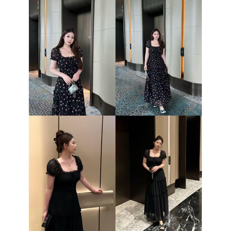 琪琪怪怪大码女装【夏日来信】法式碎花复古气质显瘦连衣裙D17178QD