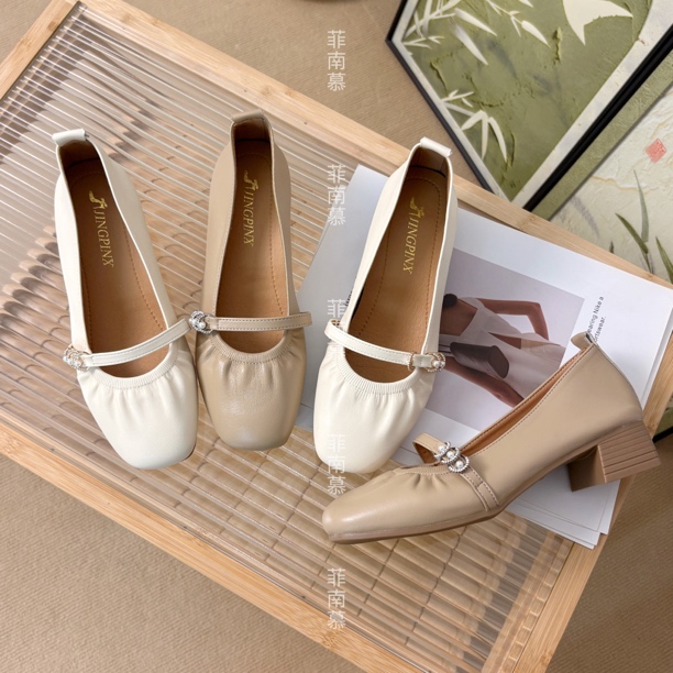 2025新款小香风玛丽珍女鞋浅口时尚气质粗跟温柔奶奶鞋单鞋399