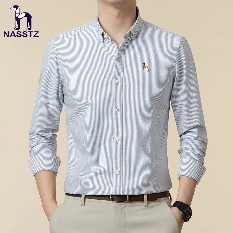 【专柜正品】哈家春装新款男士100纯棉衬衫商务休闲长袖正装衬衣潮