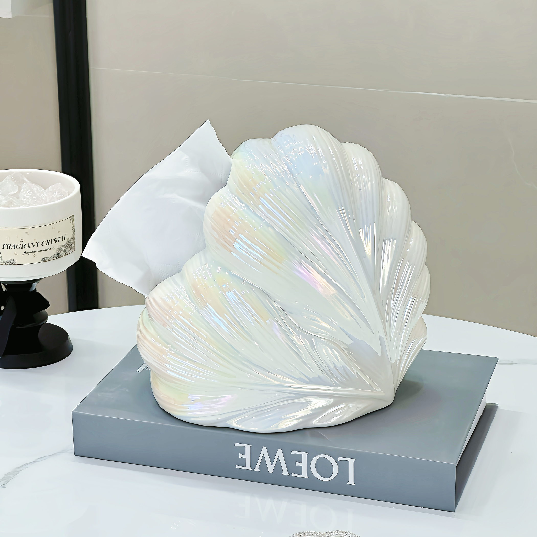 轻奢爱心羽毛纸巾盒客厅茶几高档抽纸盒创意高档餐巾纸收纳盒摆件