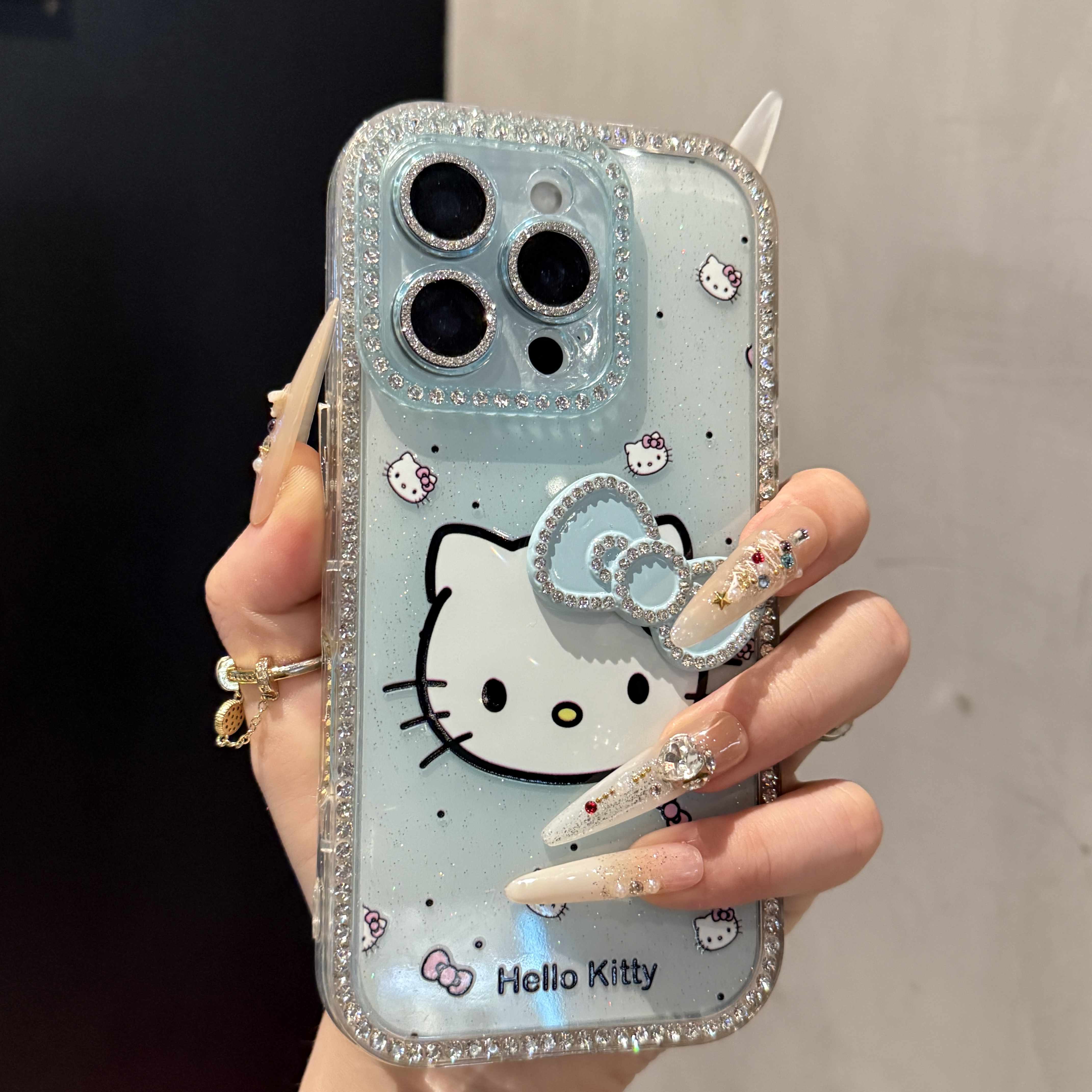 新款双面镶钻晕染KT适用iPhone16手机壳14苹果15promax全包镜头13