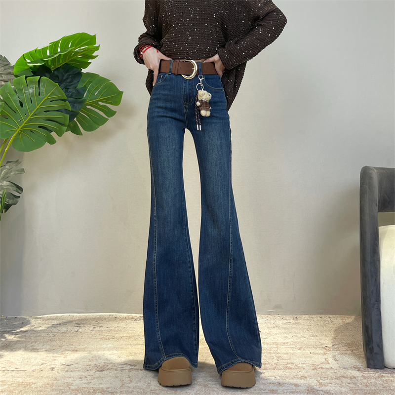 迪否高腰显瘦直筒喇叭裤女款2025秋季不贴腿复古垂感时尚日常穿搭