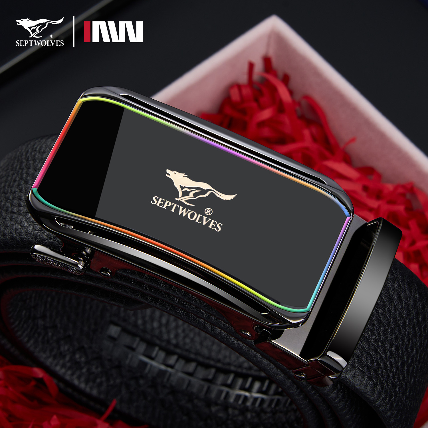 七匹狼男士皮带真牛皮自动扣腰带男士高档真皮裤带送老公实用礼物