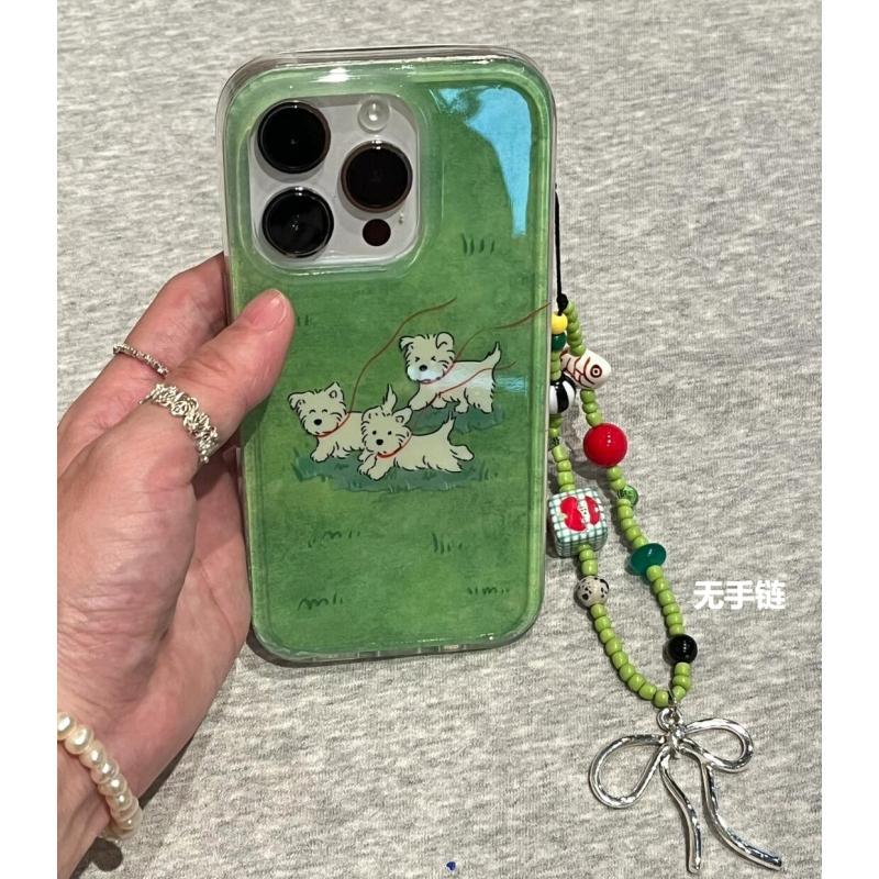 草地三只小狗IMD适用iPhone16手机壳vivo双层oppo华为荣耀硬一加