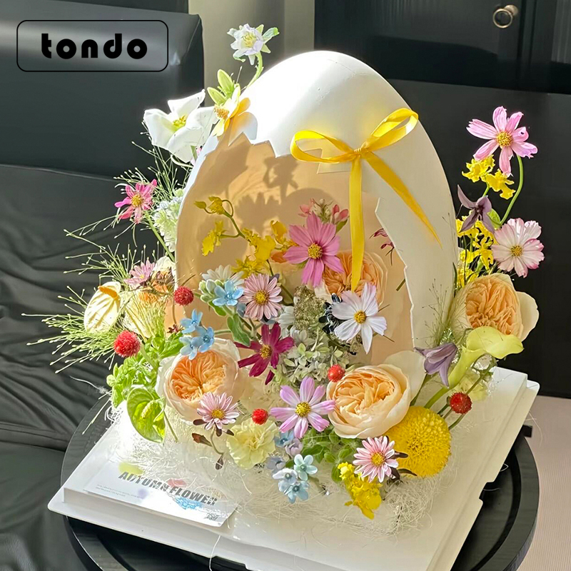 花艺破壳花束花盒装饰创意插花白色鸡蛋壳套装生日礼物鲜花包装