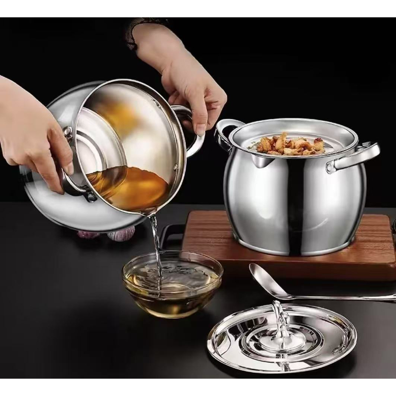 【ML】带滤网猪油罐双耳猪油锅不锈钢带盖家用耐高温大容量