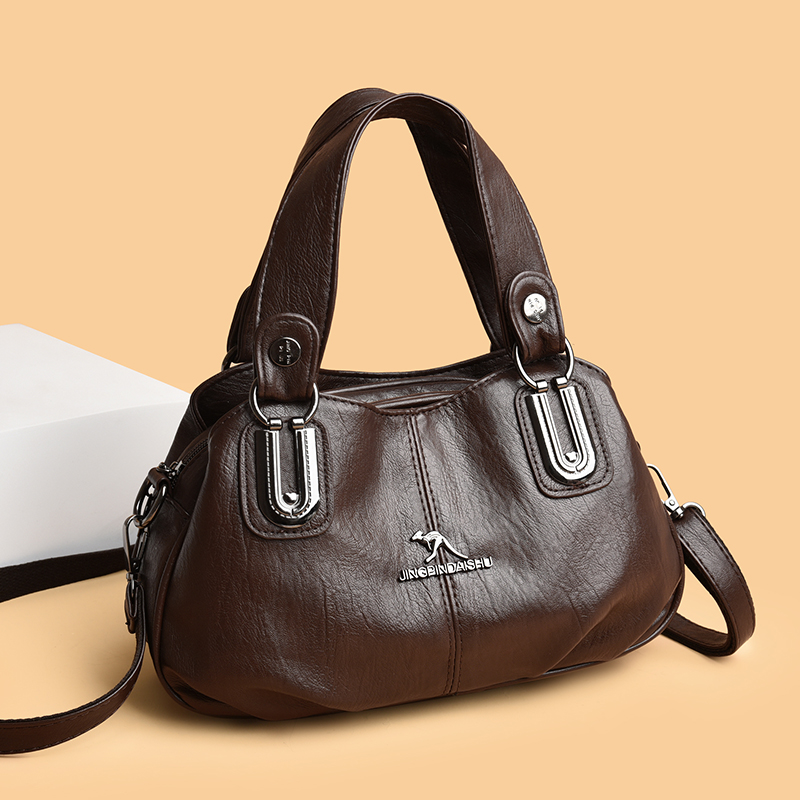 2026新款百搭时尚斜跨包中年女士休闲单肩包妈妈包手提时尚软皮包