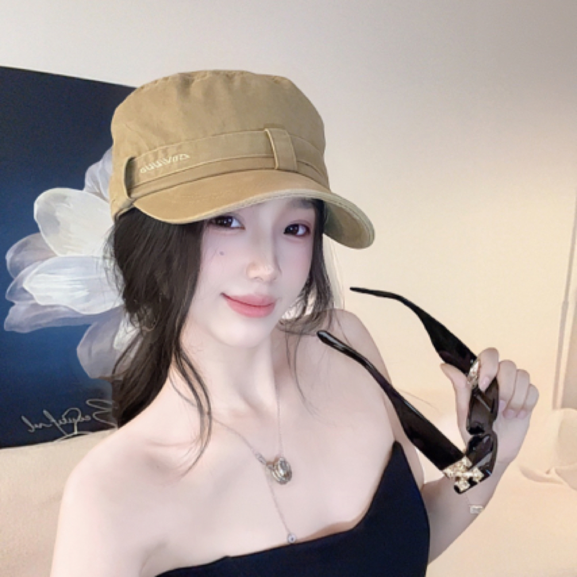 小众韩系百搭显瘦棉布软顶马术帽子女时尚春秋款网红鸭舌帽平顶帽