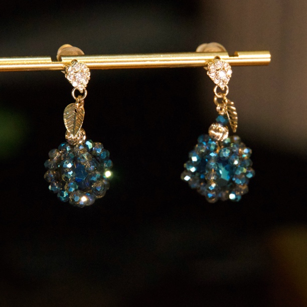 铜合金耳饰 A306  蓝色秋冬百搭轻奢高级感耳坠气质风耳钉耳环