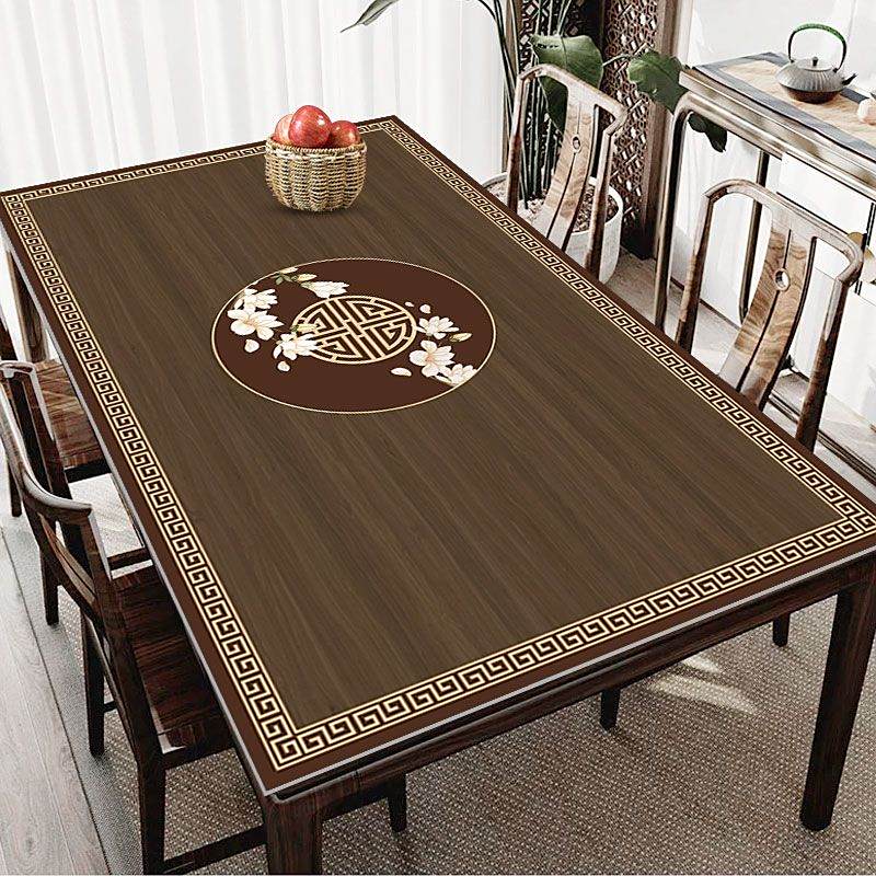 免洗百搭防水防油中式典雅餐桌垫家用桌布长方桌面垫方桌垫可定制