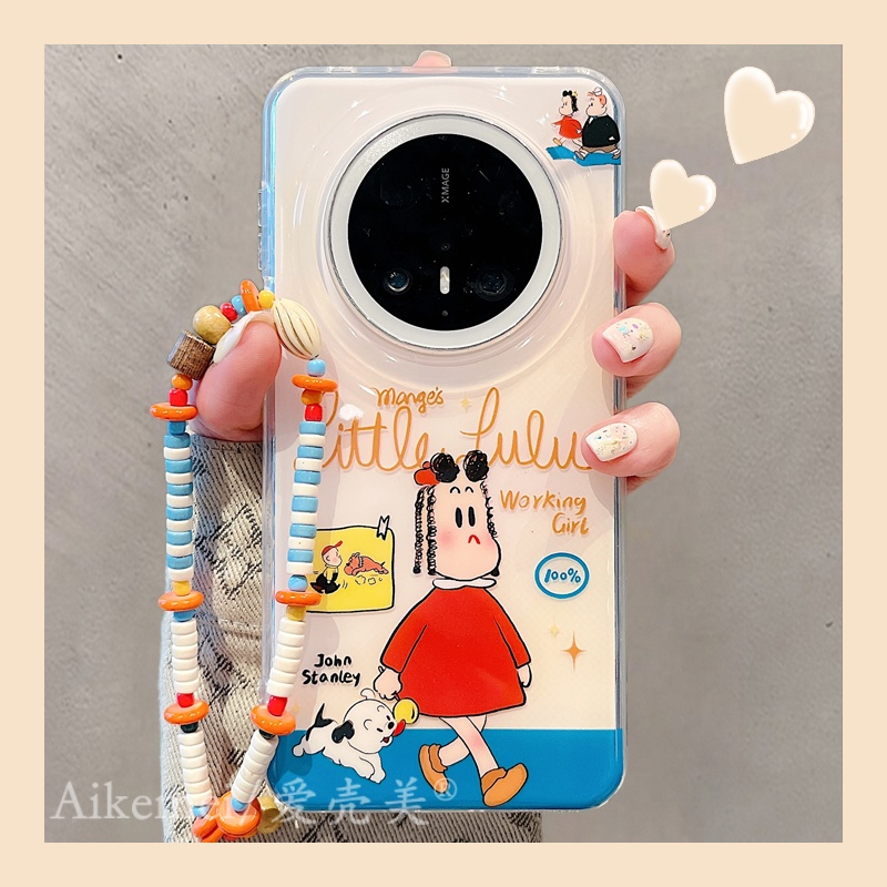 适用华为mate70pro+手机壳卡通可爱Mate60pro+原田治女孩小狗链条
