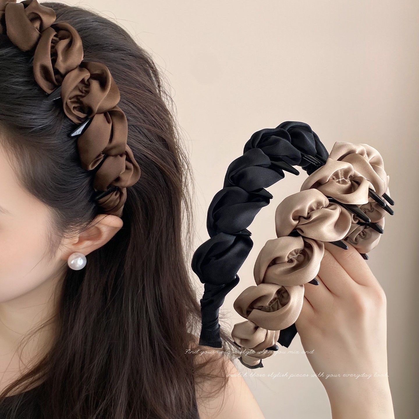 简约泡泡发箍高颅顶显脸小带齿2025头箍新款发卡高级洗脸百搭头饰