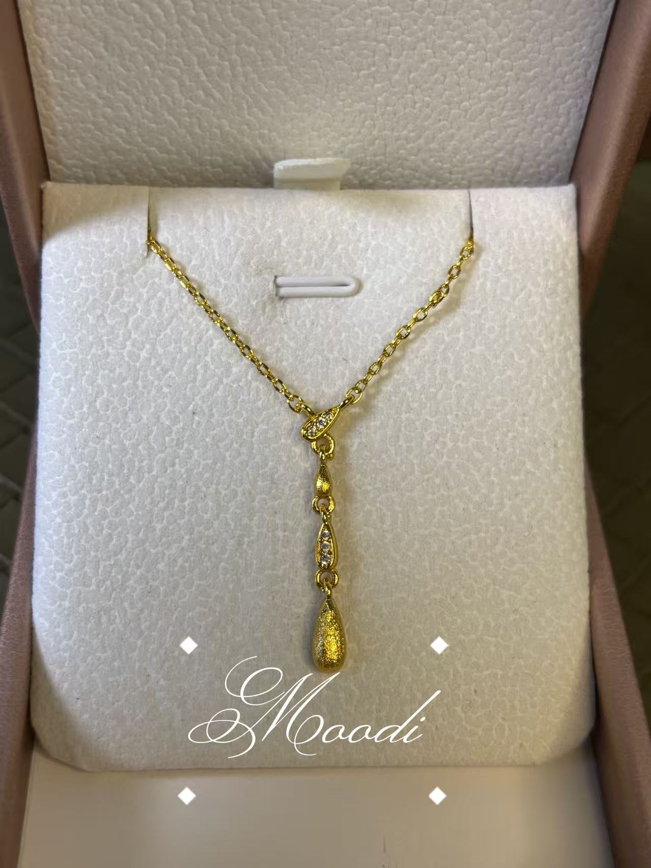 铜合金仿水晶项链 饰品金色拉丝Y字新款轻奢清冷锁骨链-小项链