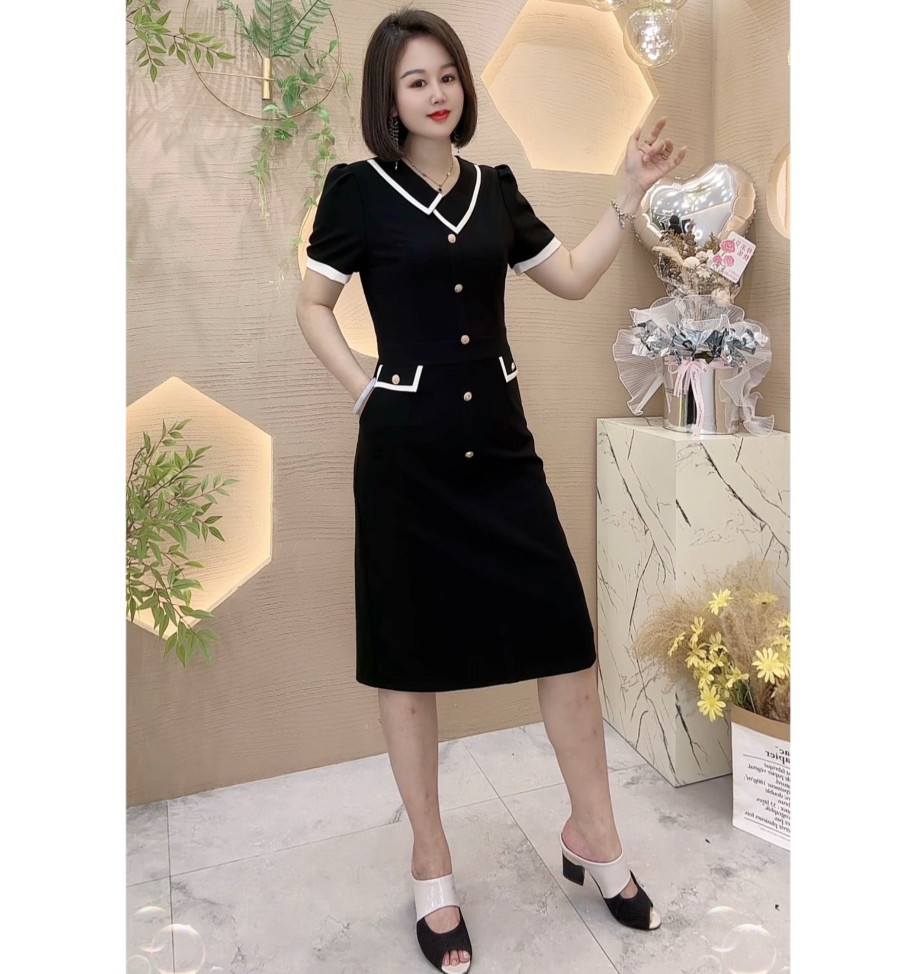 【雅俪莎精选】2025夏季洋气高级感大方显痩时尚连衣裙6746