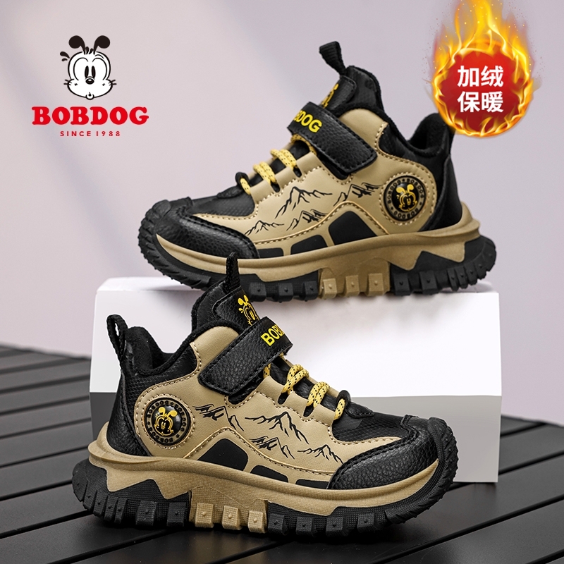 巴布豆男童棉鞋儿童冬季新款加绒保暖运动鞋小男孩防滑防水户外鞋