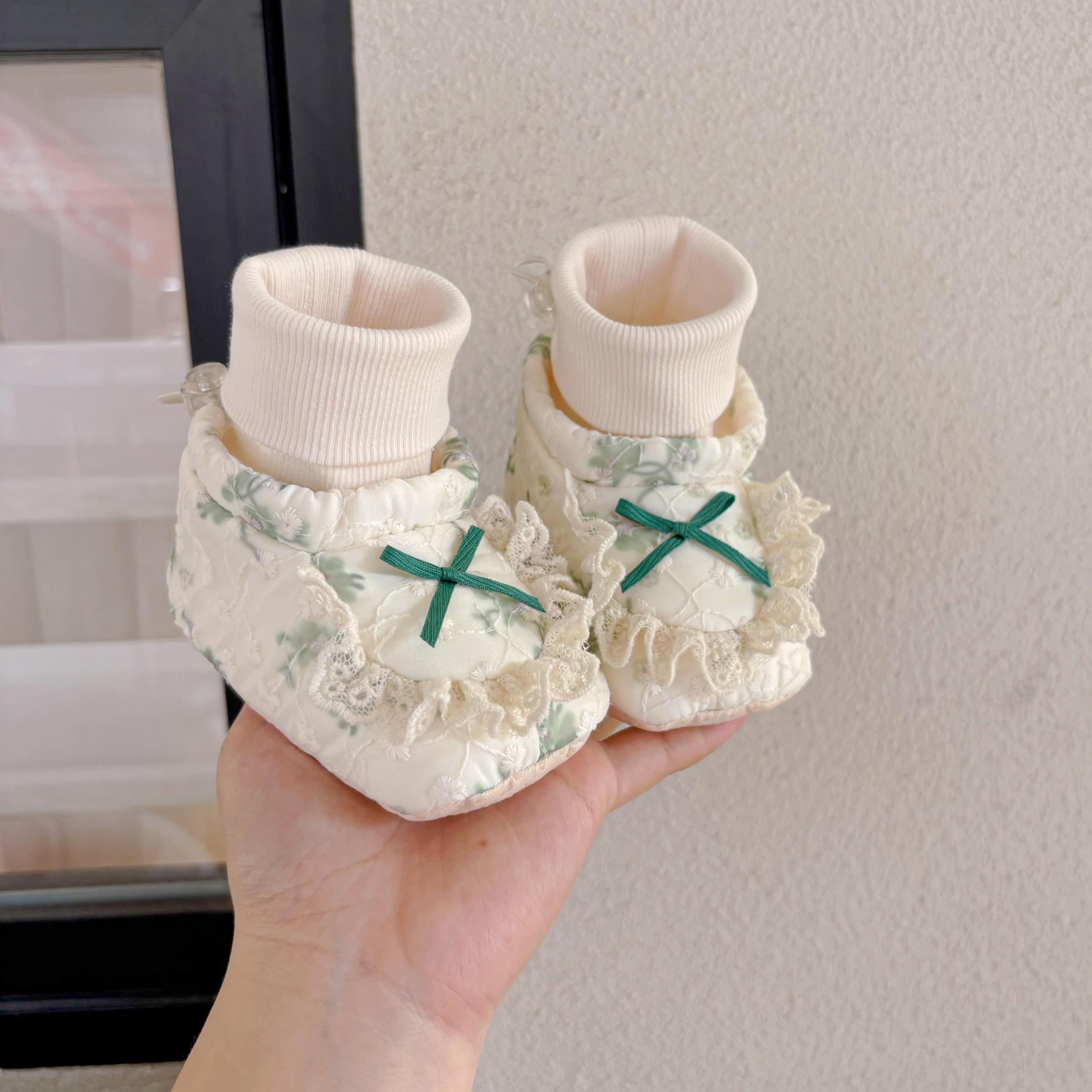 秋季女宝宝公主碎花步前鞋0-6-12个月婴幼儿防掉防滑高筒爬行鞋