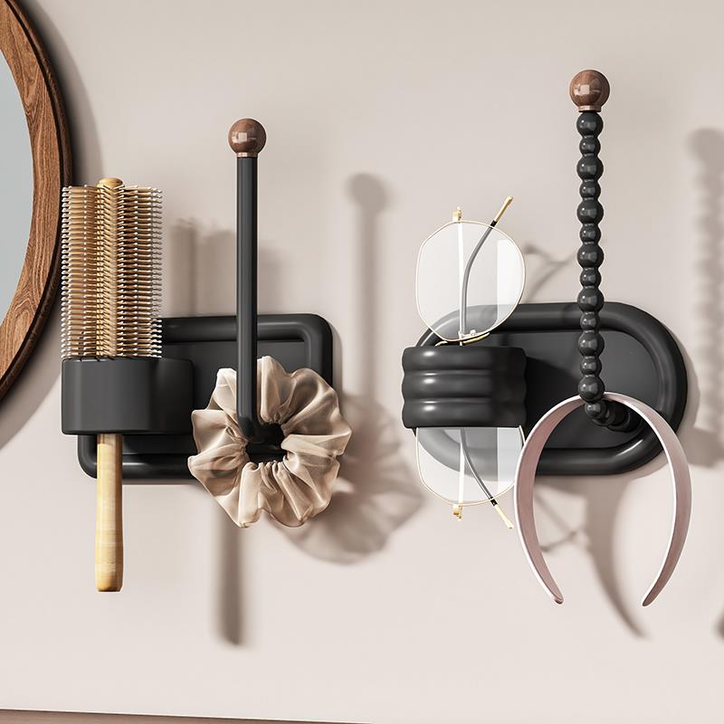 新款化妆室发圈发圈挂钩免打孔梳子置物架浴室壁挂式发饰皮筋挂架