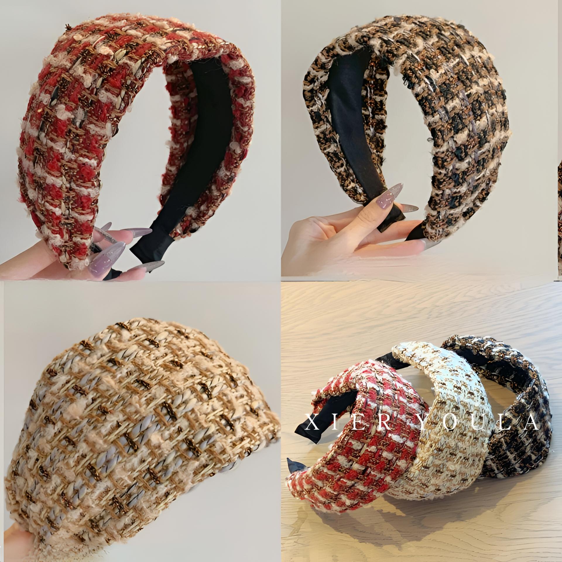 小香风宽版头箍编织面料高颅顶显脸小显发量防滑发箍百搭时尚发饰