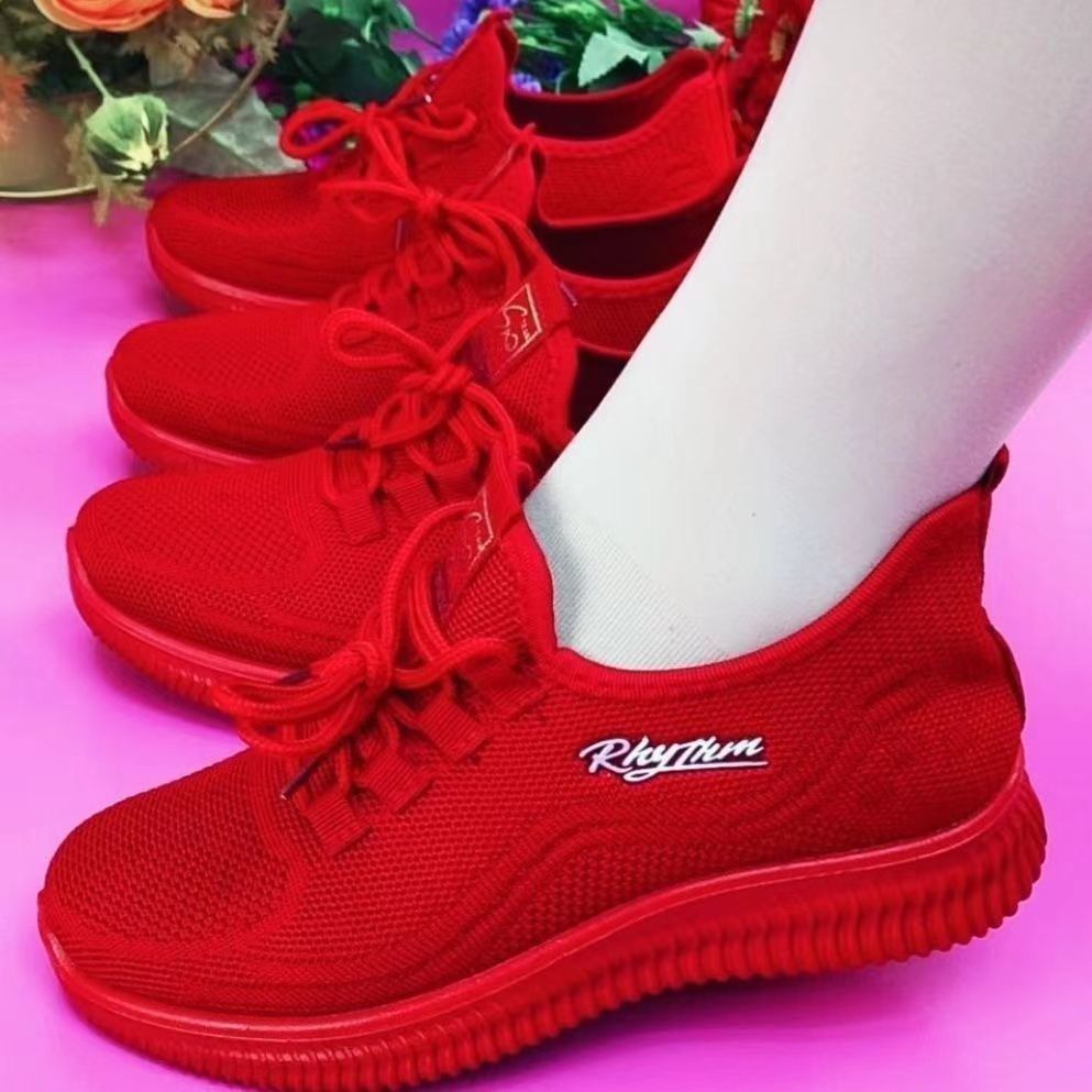 2025新款女鞋本命年小红鞋广场舞鞋老北京布鞋女妈妈鞋软底健步鞋