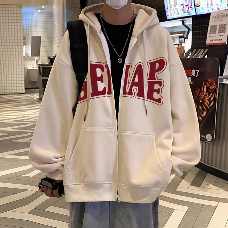 港风潮牌卫衣男秋冬季2025新款美式宽松oversize连帽拉链开衫外套