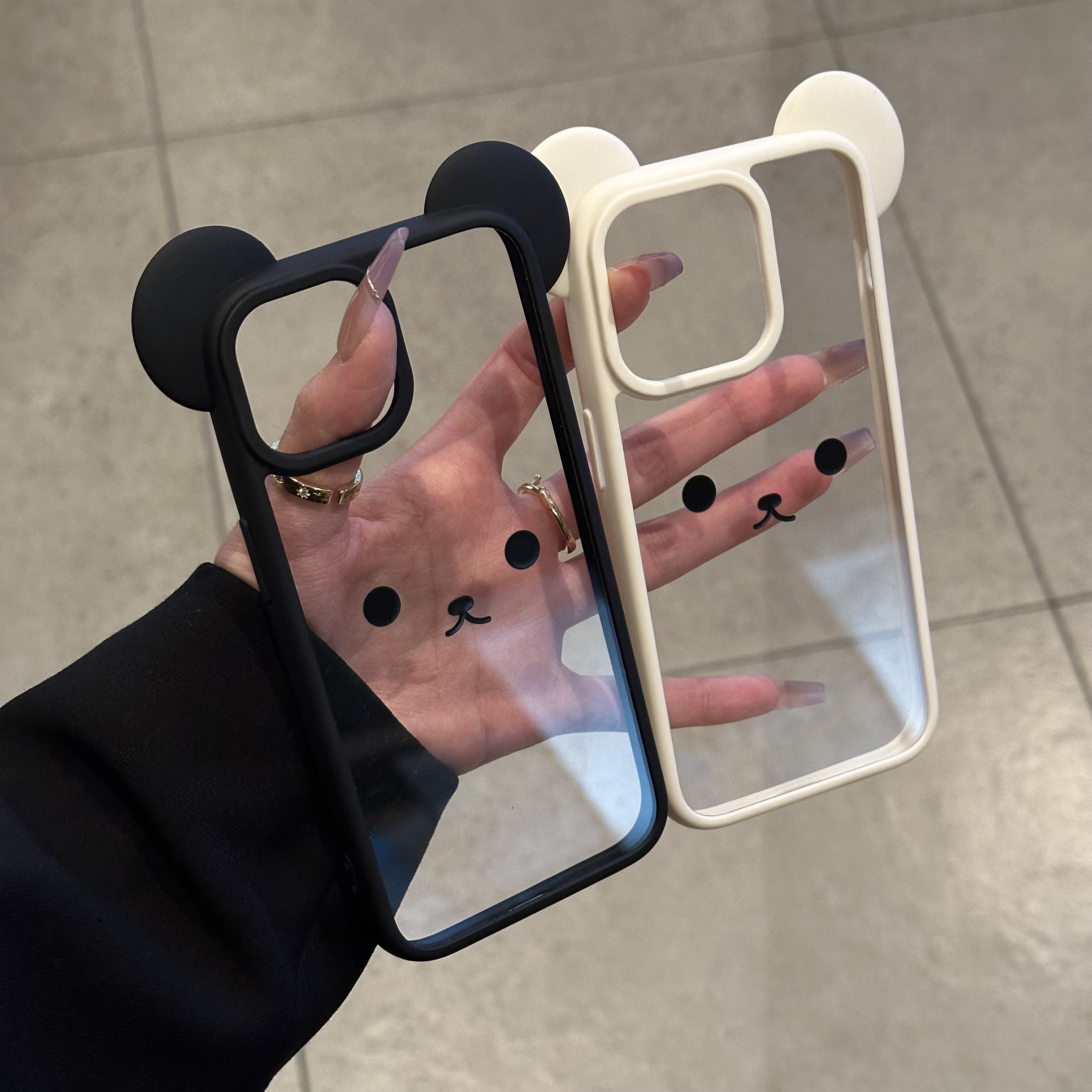 欧克里里呆萌表情适用苹果16Promax米奇耳朵手机壳15/14卡通13/12