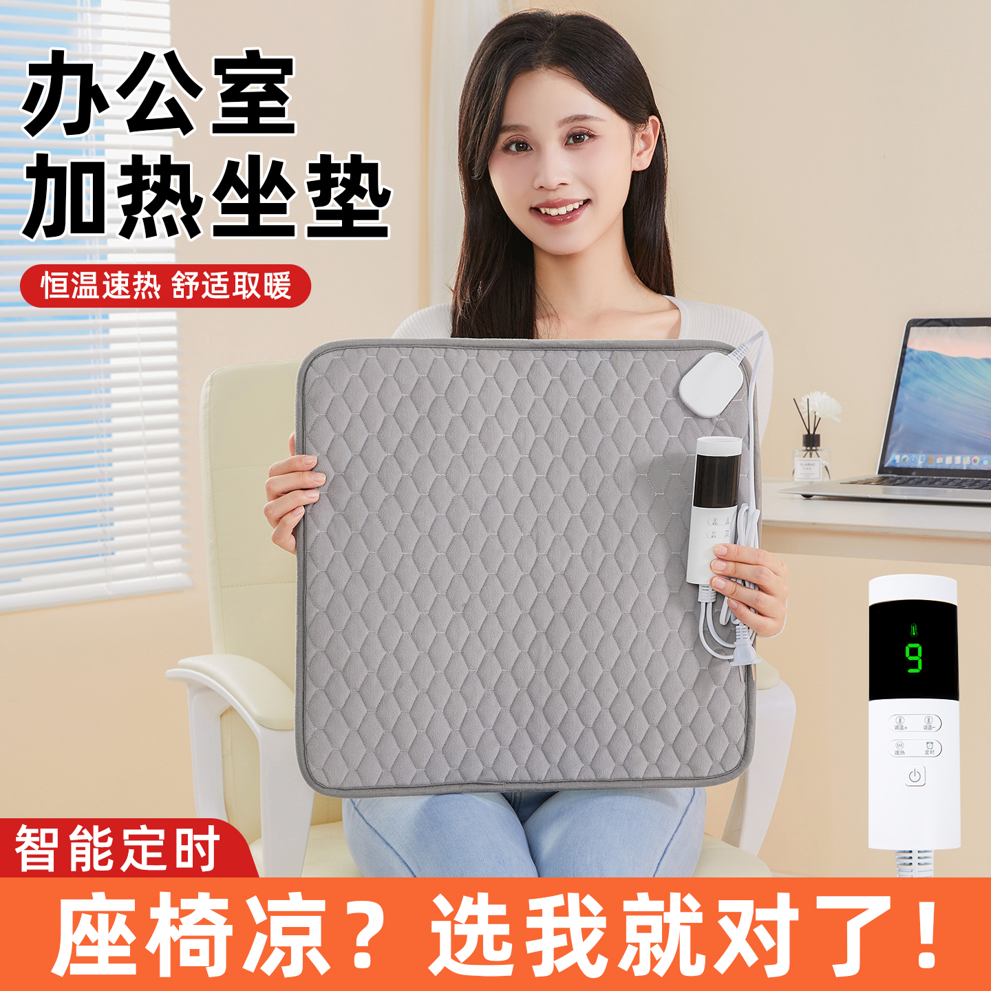 加热坐垫办公室女性秋冬季座椅垫小电褥子屁垫久坐插电式电热坐垫