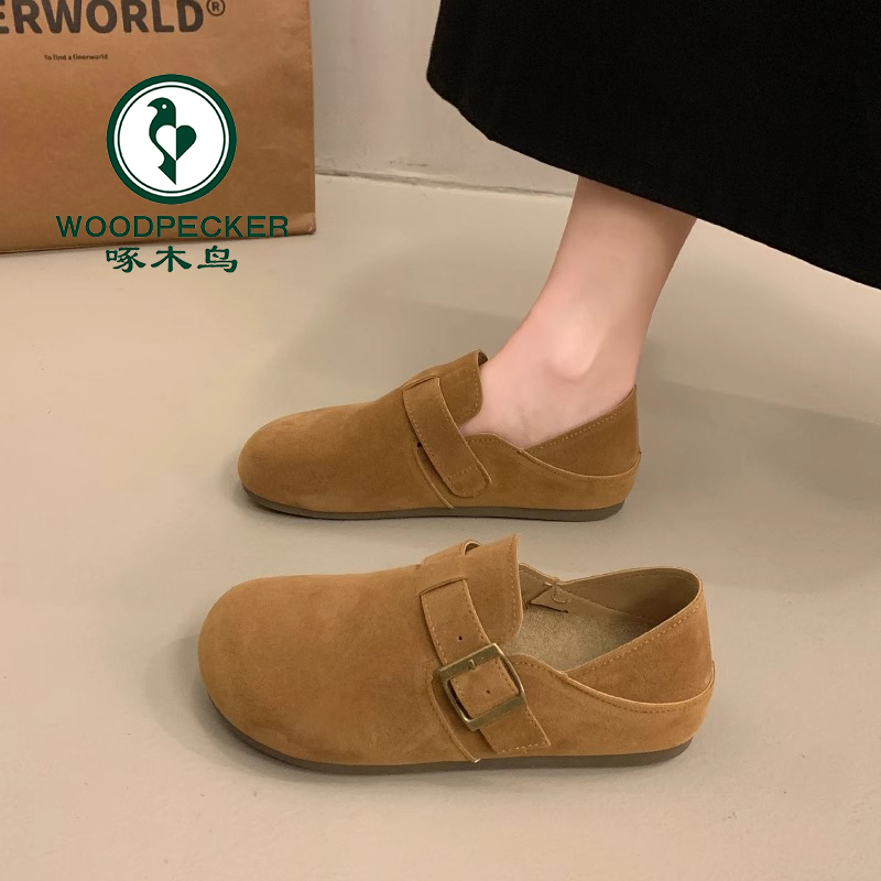 啄木鸟内增高勃肯鞋女2025新款春秋豆豆鞋软底懒人一脚蹬博肯鞋