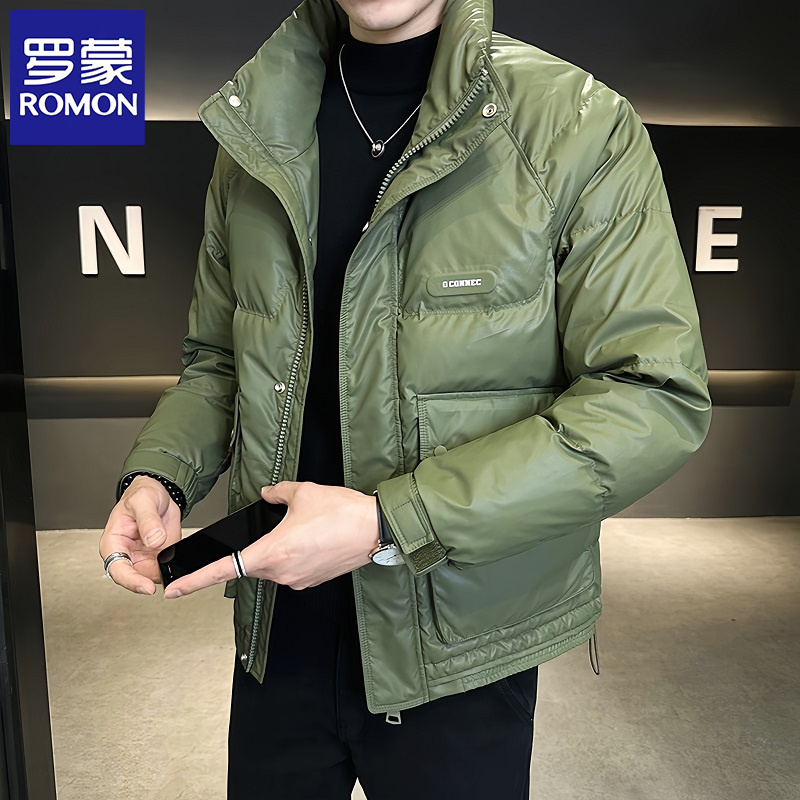 罗蒙防寒服男士2026年冬季新款加厚保暖PU上衣休闲立领工装外套男