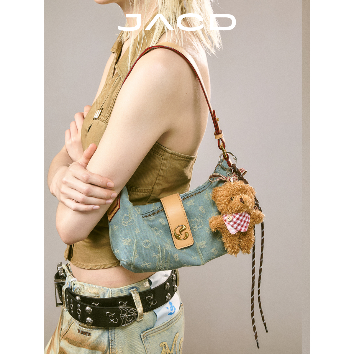 JACD原创小众丹宁腋下包包女2025新款复古牛仔包通勤单肩斜挎包女